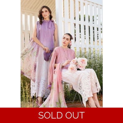 Chikan Kari Heavy Embroidered Cotton Lawn patched Unstitched Suit